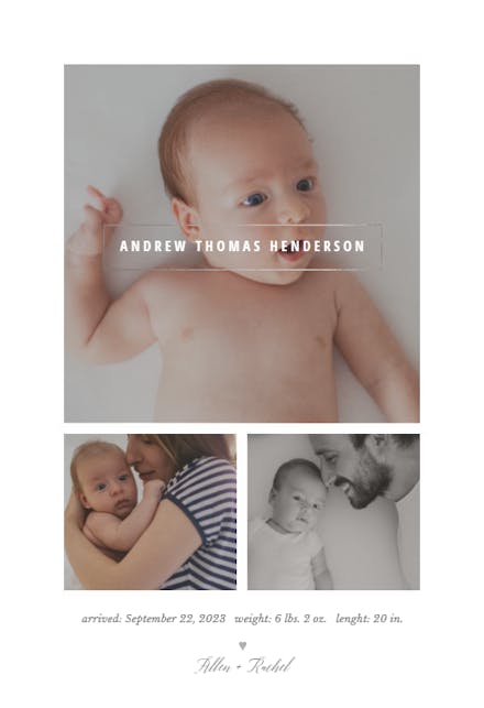 Minimal collage - Birth Announcement Card