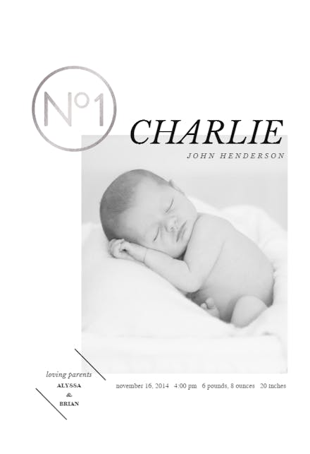 N 1 - Birth Announcement Card