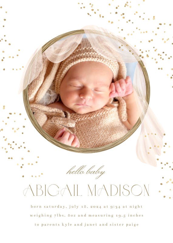 New blessing - birth announcement card