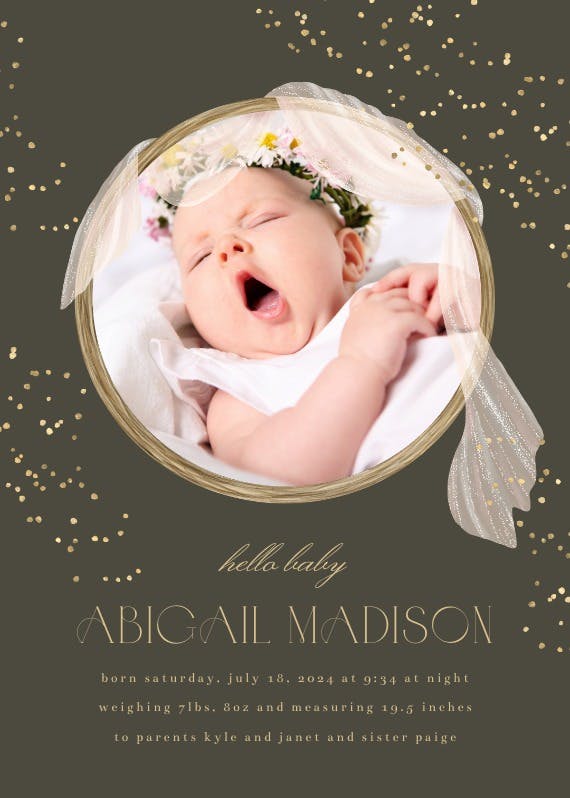 New blessing - birth announcement card