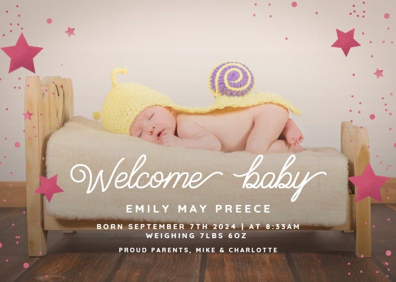 New star - birth announcement card