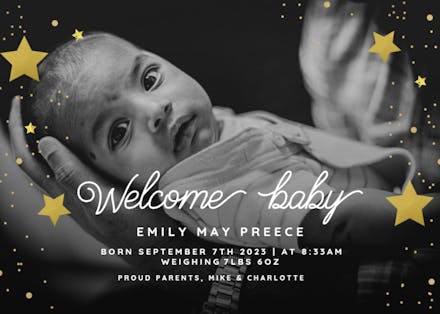 New Star - Birth Announcement Card