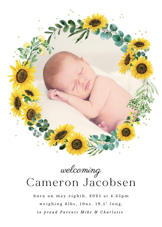 New sunny day - birth announcement card