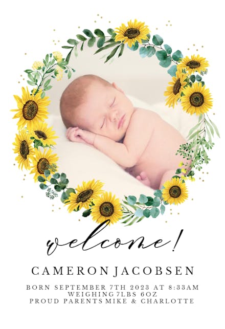 New Sunny Day - Birth Announcement Card