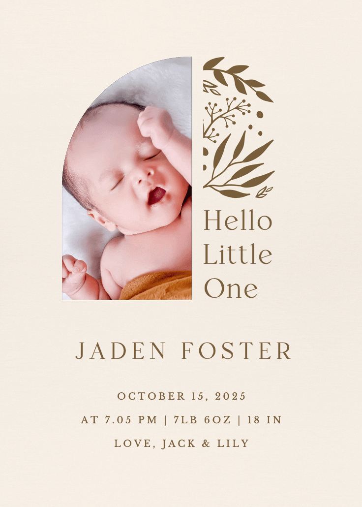 Newest blessing - birth announcement card