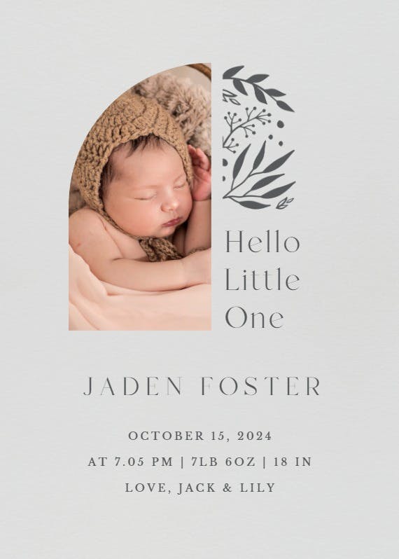 Newest blessing - birth announcement card