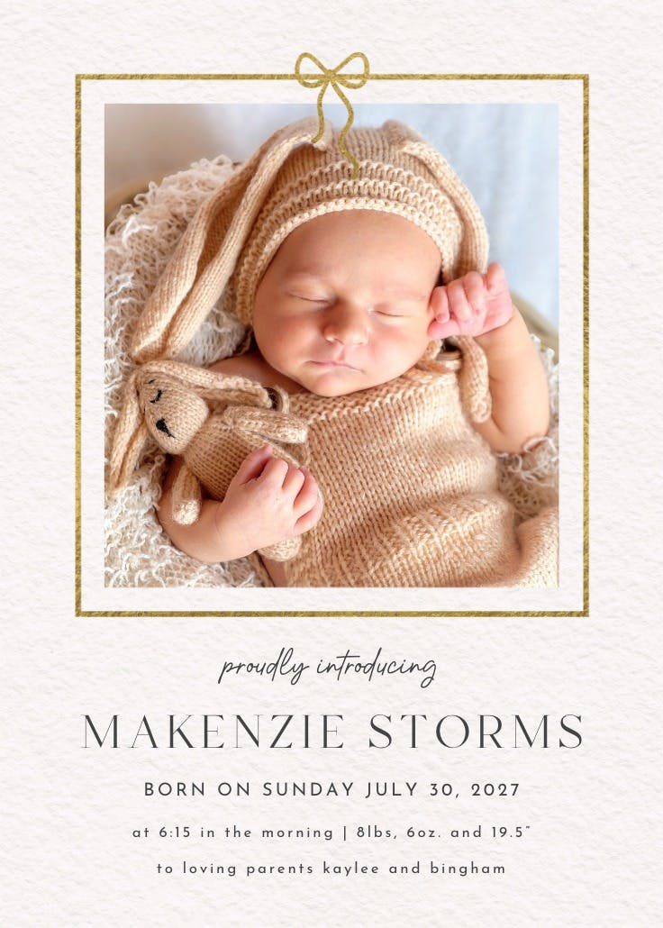 No better gift - birth announcement card