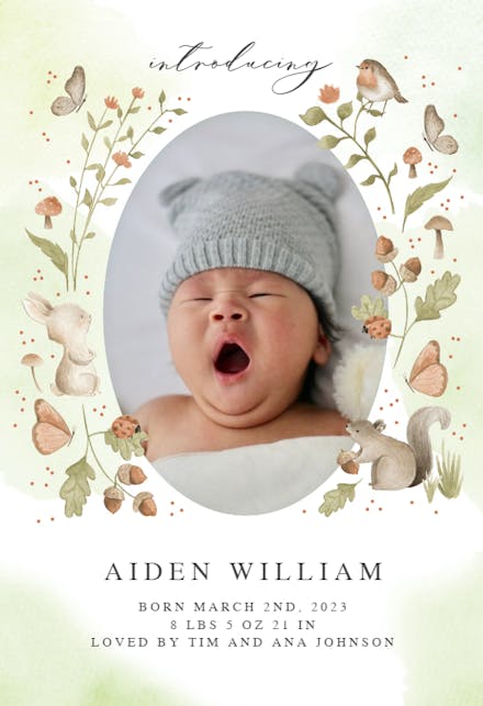 Pastel cute animals - Anuncio De Nacimiento