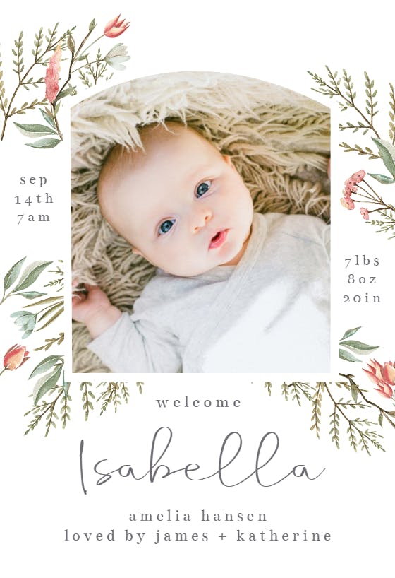 Pastel woods - birth announcement card