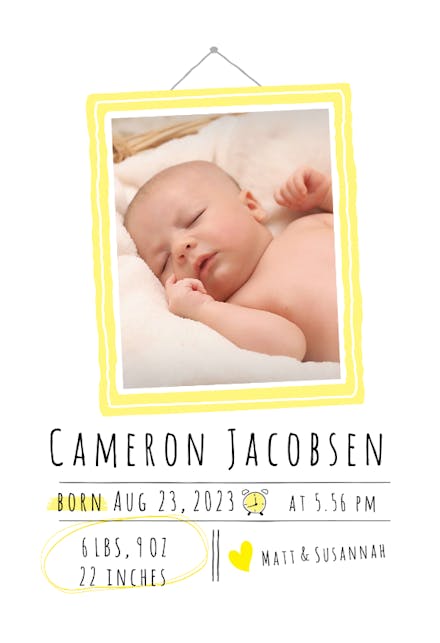 Photo Frame - Birth Announcement Card