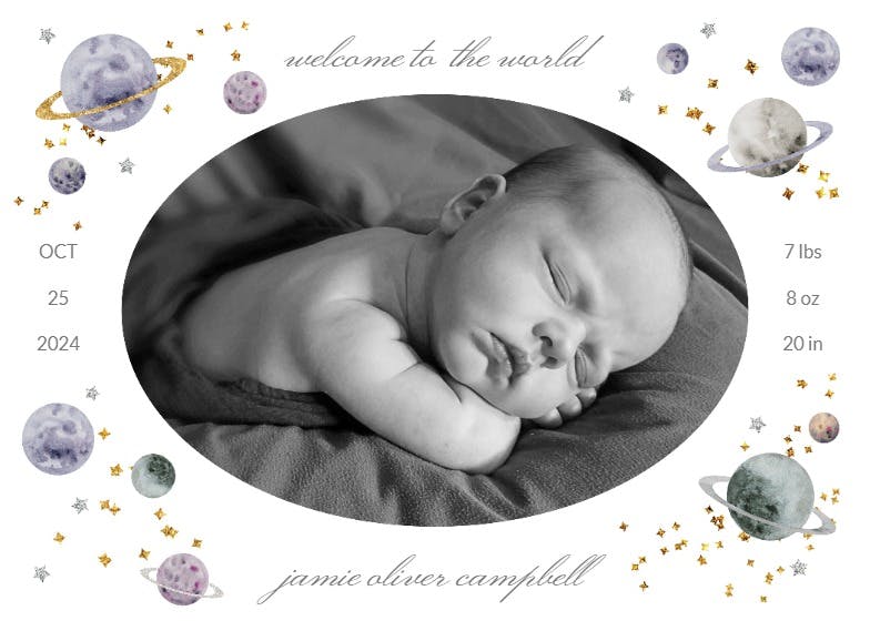 Planets - birth announcement card