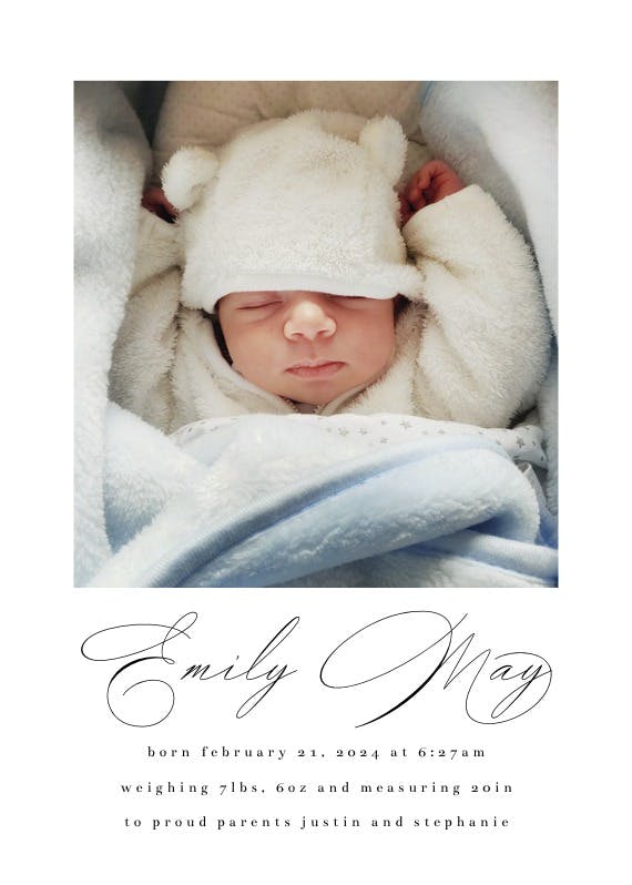Polaroid - birth announcement card