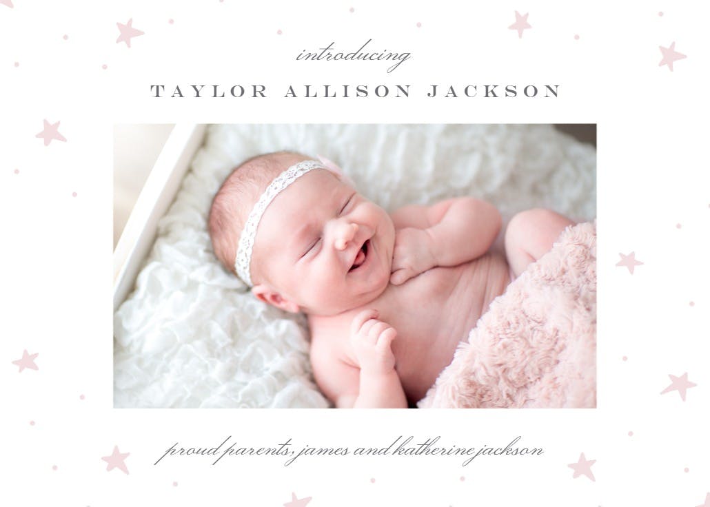 Polka dot stars - birth announcement card