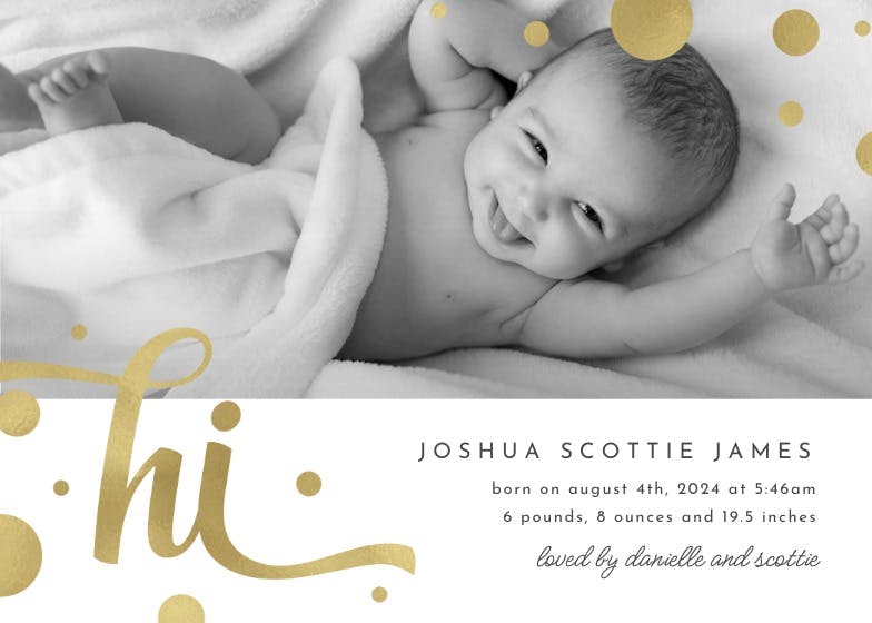 Polka dots - birth announcement card