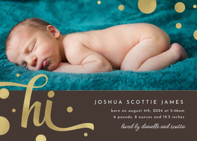 Polka dots - birth announcement card