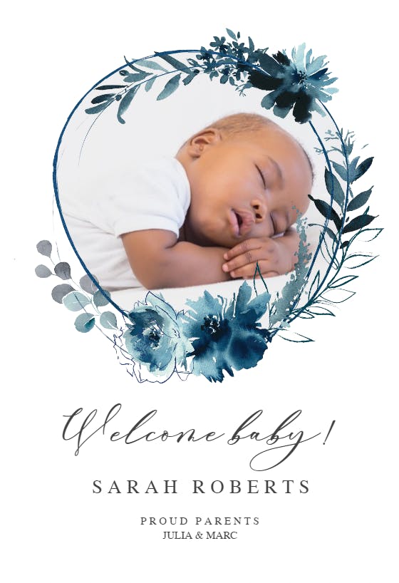 Floral Wreath Birth Announcement Printable