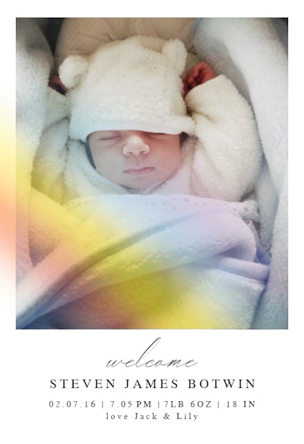 Rainbow light - Birth Announcement Card