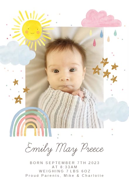 Rainbow Magic - Birth Announcement Card