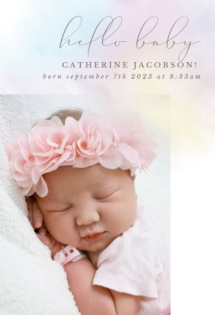 Rainbow Ombre - Birth Announcement Card