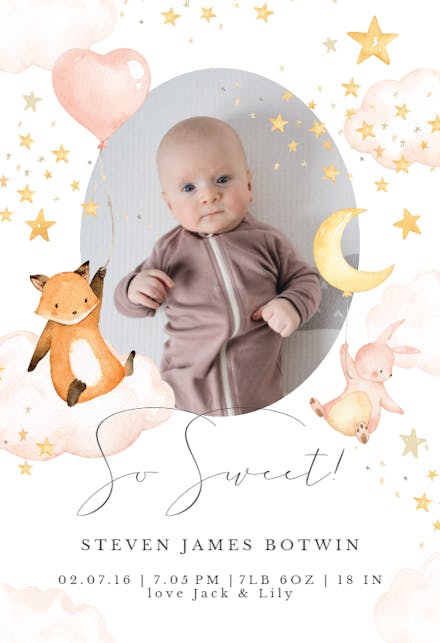 Rose happiness - Birth Announcement Card