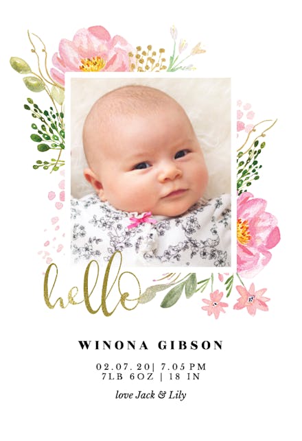 Royal garden - Birth Announcement Card