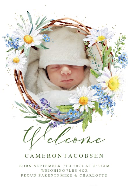 Rustic Daisies - Birth Announcement Card