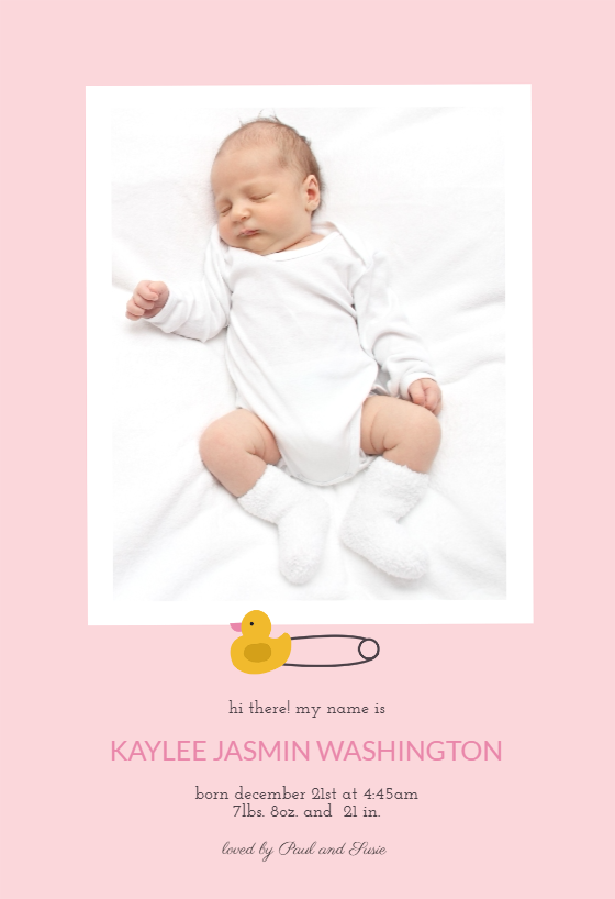 Safety Pin - Birth Announcement Template (Free) | Greetings Island