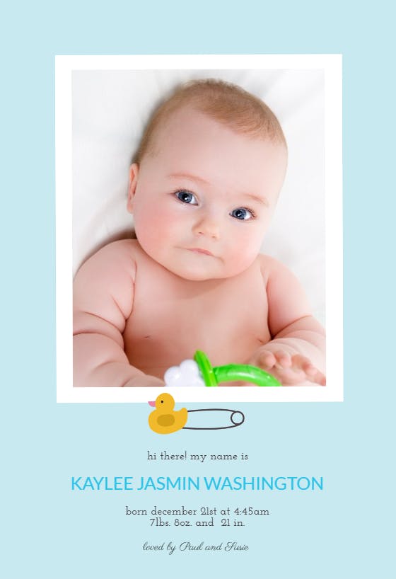 Safety Pin Birth Announcement Template (Free) Greetings Island