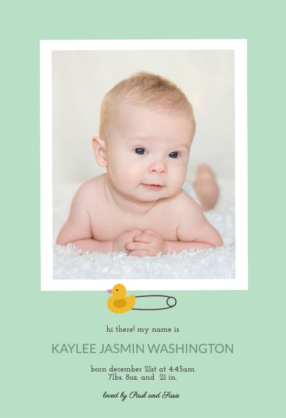 Safety Pin Birth Announcement Template (Free) Greetings Island