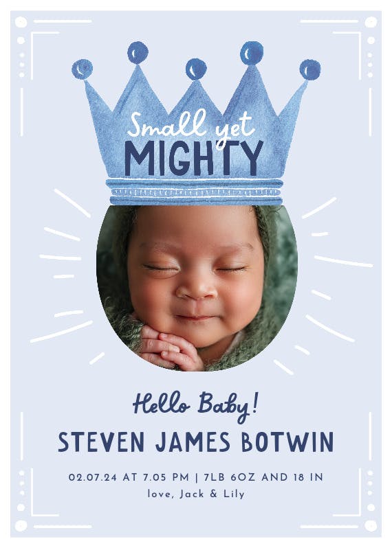Small yet mighty - birth announcement card