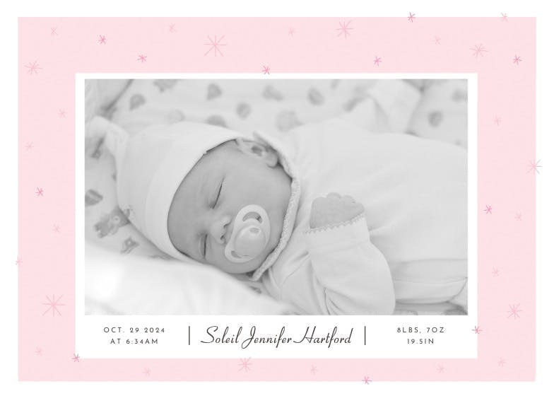 Sparkling stars - birth announcement card