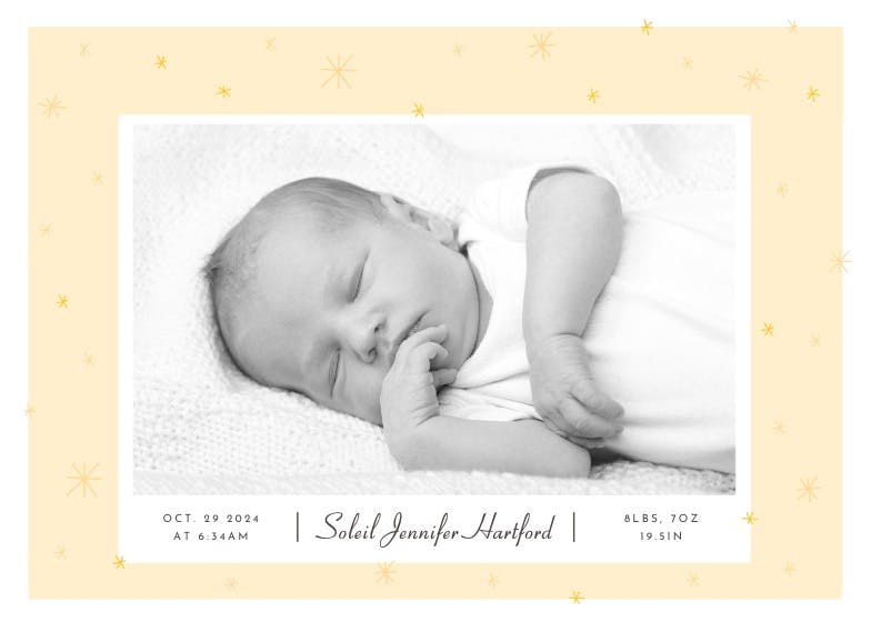 Sparkling stars - birth announcement card