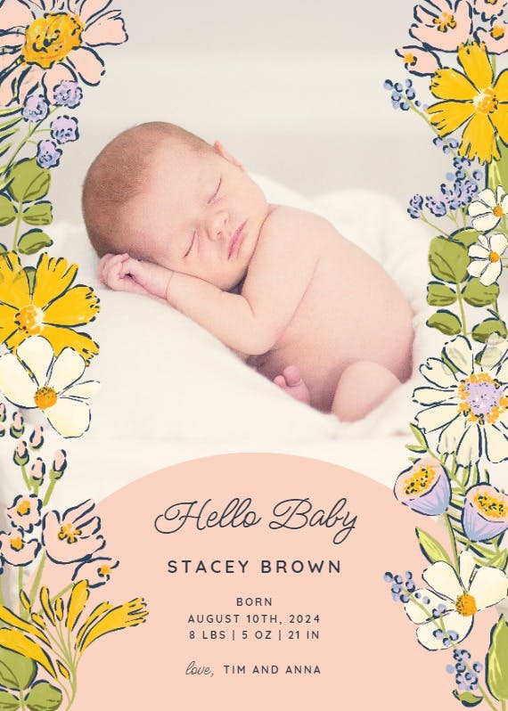 Spring florals - birth announcement card