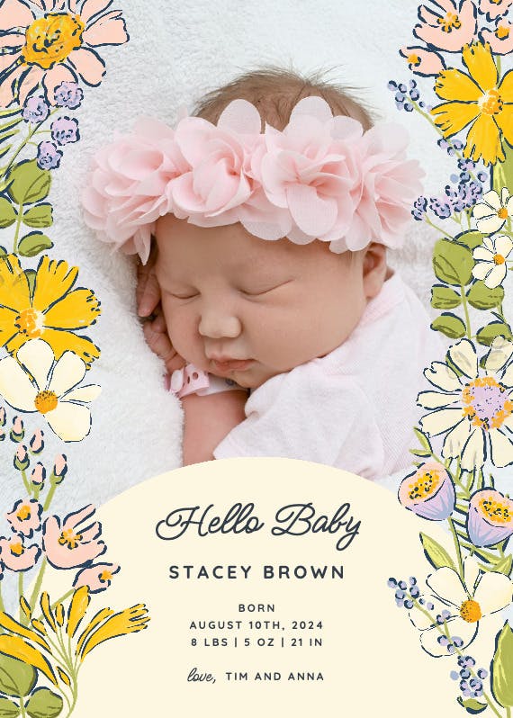Spring florals - birth announcement card