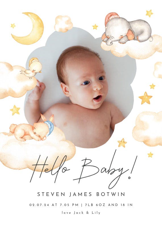 Sweet dreams - birth announcement card