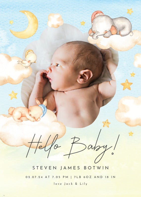 Sweet dreams - birth announcement card