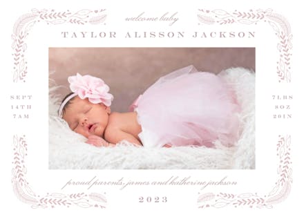 Sweet Foliage Border - Anuncio De Nacimiento