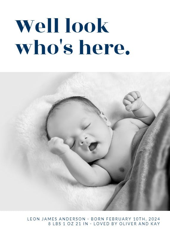 Trendy bold text - birth announcement card