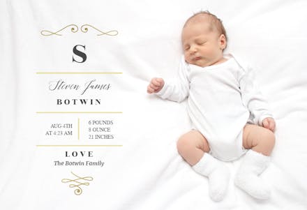 Victorain - Birth Announcement Card
