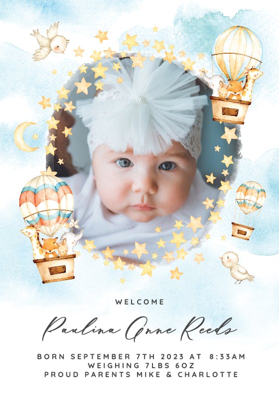 Warm Baby Balloon - Birth Announcement Template | Greetings Island