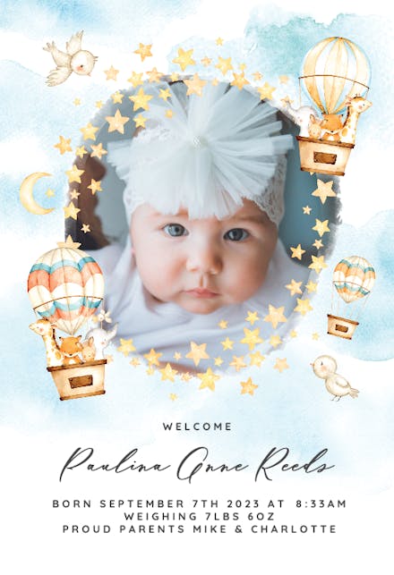 Warm Baby Balloon - Birth Announcement Card