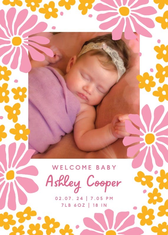 Warm florals - birth announcement card