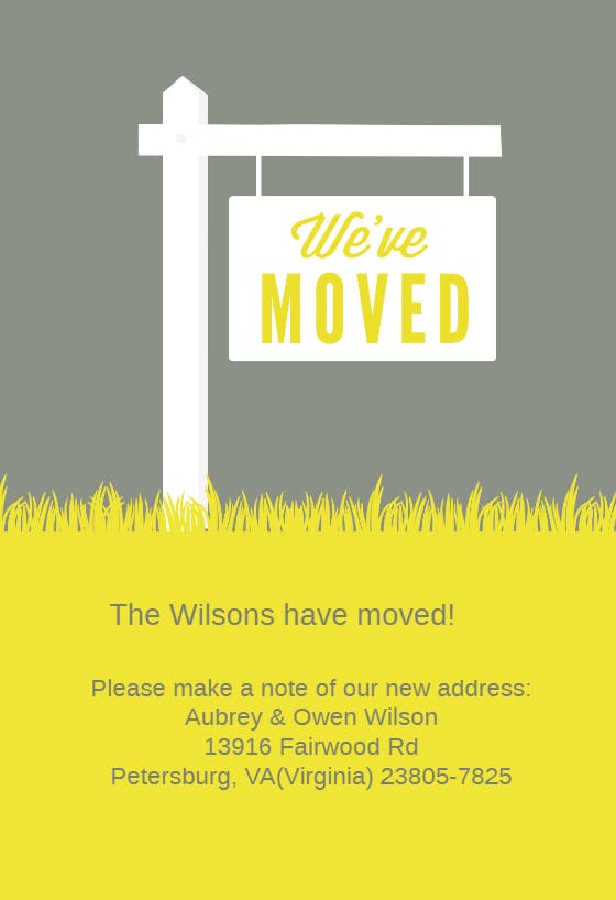 We've moved sign -  announcement card template