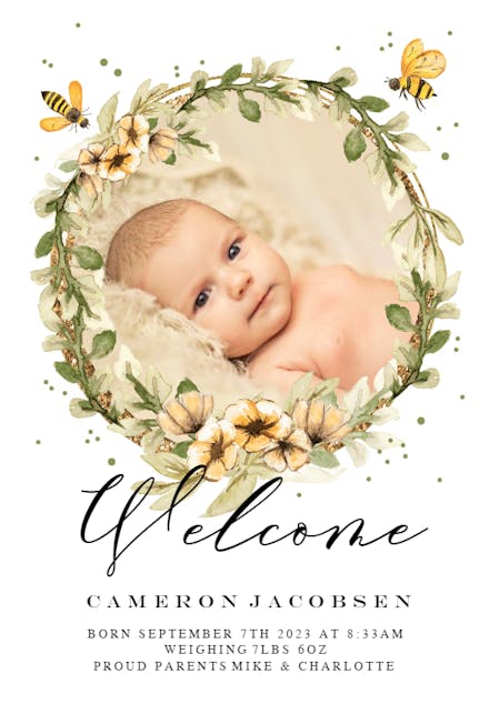 Welcome bee one - Birth Announcement Card