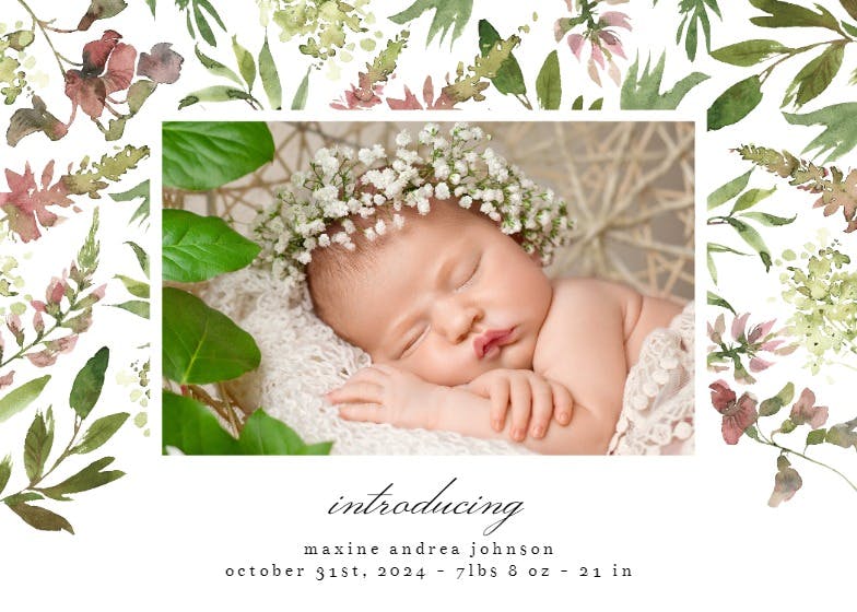 Wild flower - birth announcement card