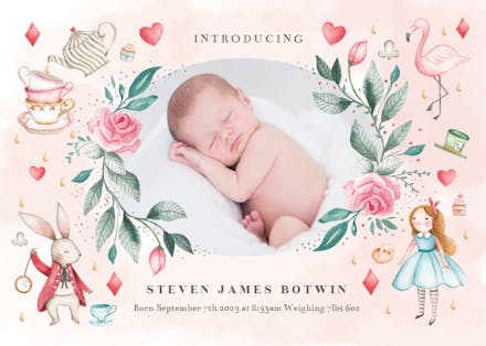 Wonderland - Birth Announcement Card