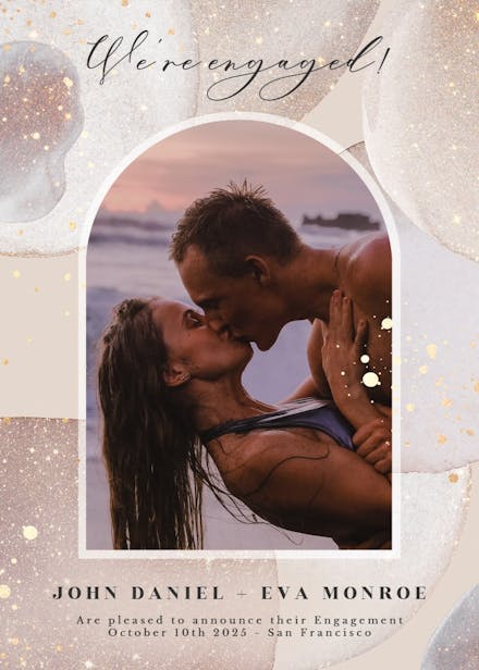 Artsy abstract with glitters - engagement announcement