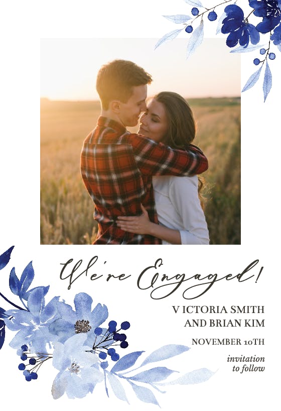 Blue bouquet - engagement announcement