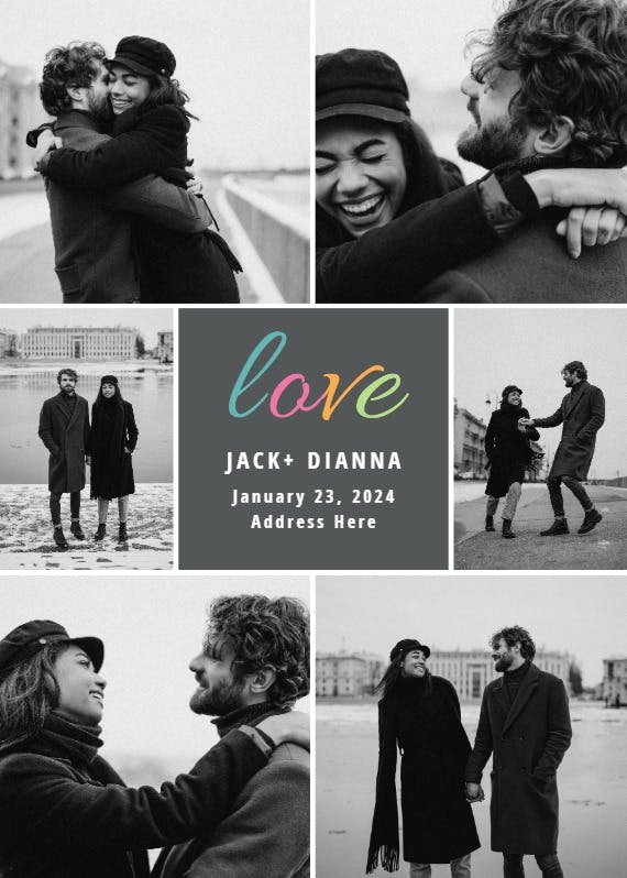 Colorful collage - engagement announcement