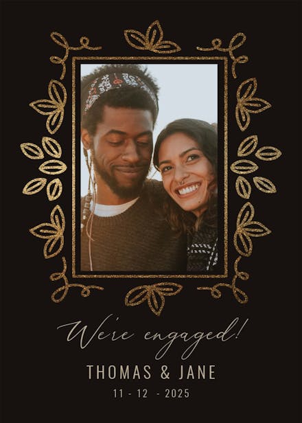 Dainty leaf doodles - engagement announcement